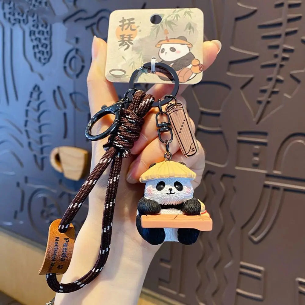 Lovely Cartoon Panda Keychain Chinese Style Bag Hanging Panda Dolls Pendant Ornaments Kawaii Car Key Ring Gifts Zpaxo