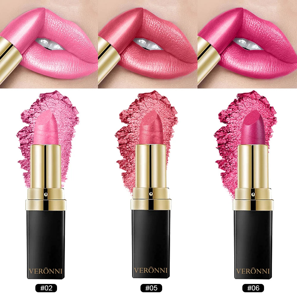 Pearly Glitter Velvet Lipstick,Metallic,Waterproof,Long-lasting,Shimmer,Diamond Lipstick,Glitter Lip Gloss, Lip Cosmetic Makeup Zpaxo