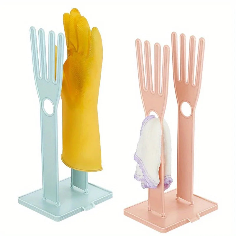 1 Kitchen Glove Holder Drying Rack Dryer Plastic Mitten Rubber Sink Zpaxo Pink Blue
