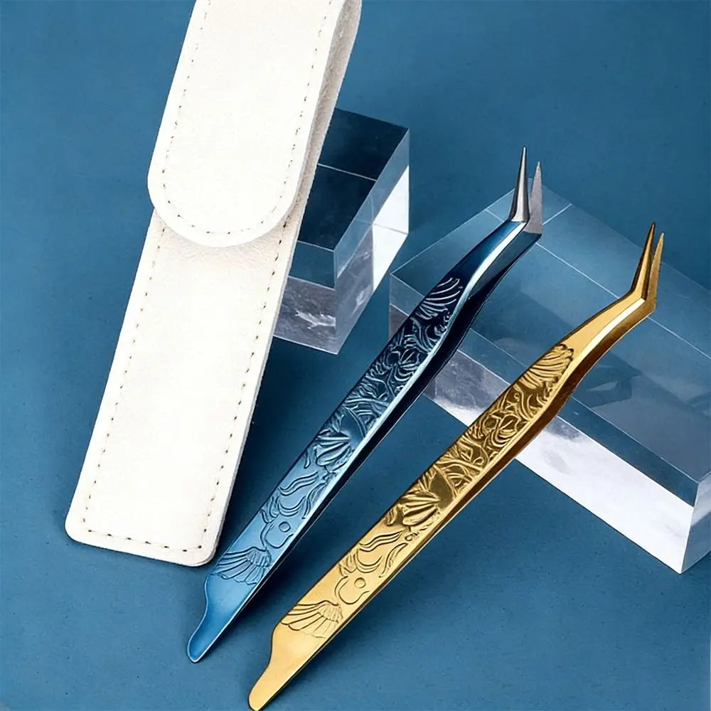 Stainless Steel Curved Stickers Tweezers Precision Anti-static False Zpaxo