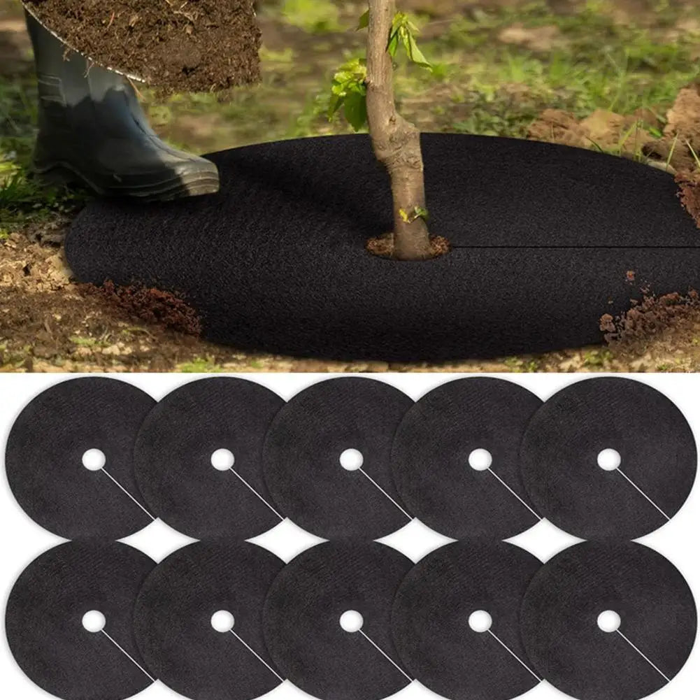 10-Pack Non-Woven Tree Mulch Rings – Weed Control Barrier Mat Weed Control Mat Zpaxo