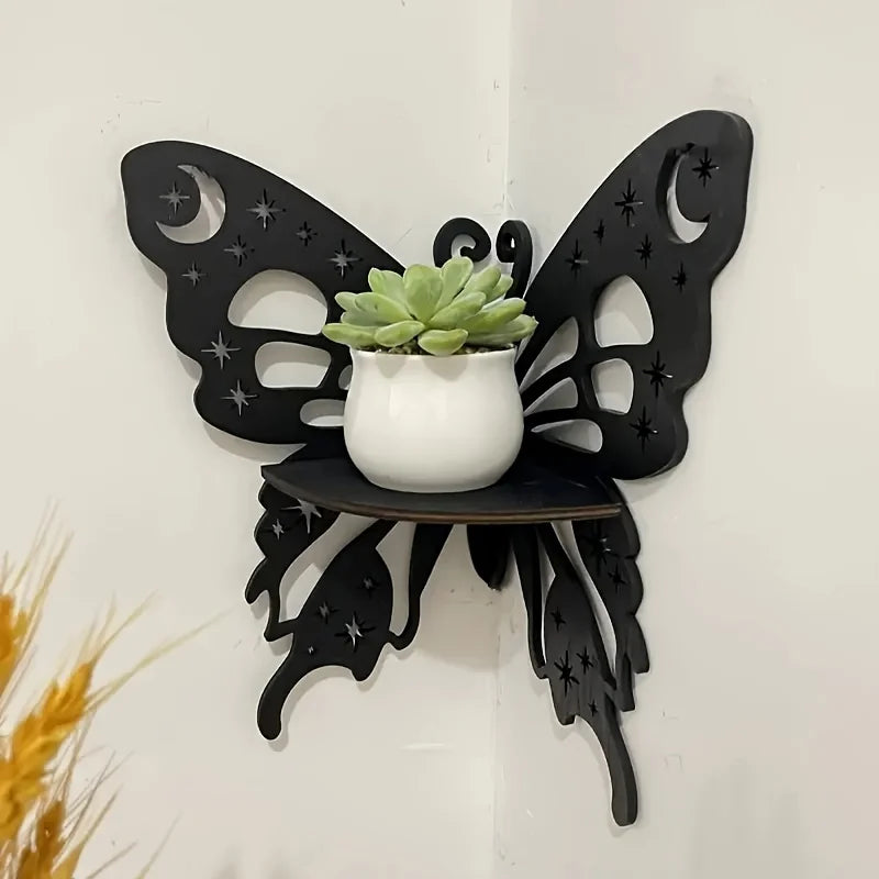 Butterfly Wall Decoration Hanging Wooden Skeleton Candle Holder Shelf