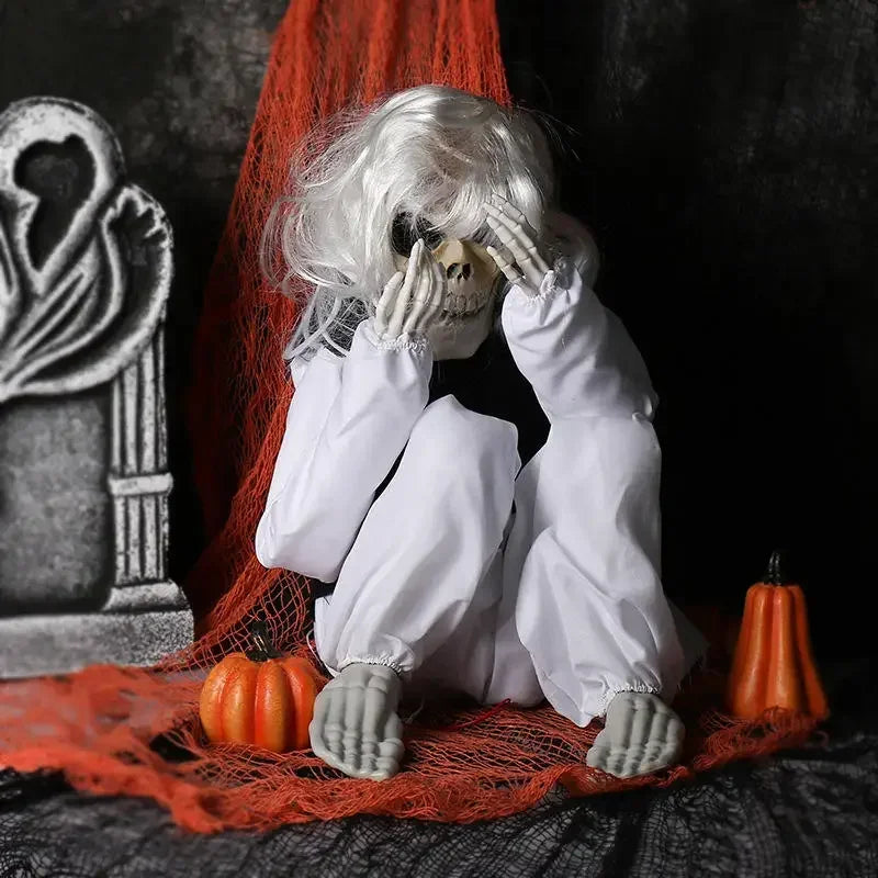 Halloween Animated Crying Ghost Touch-activated Shaking Skull LED