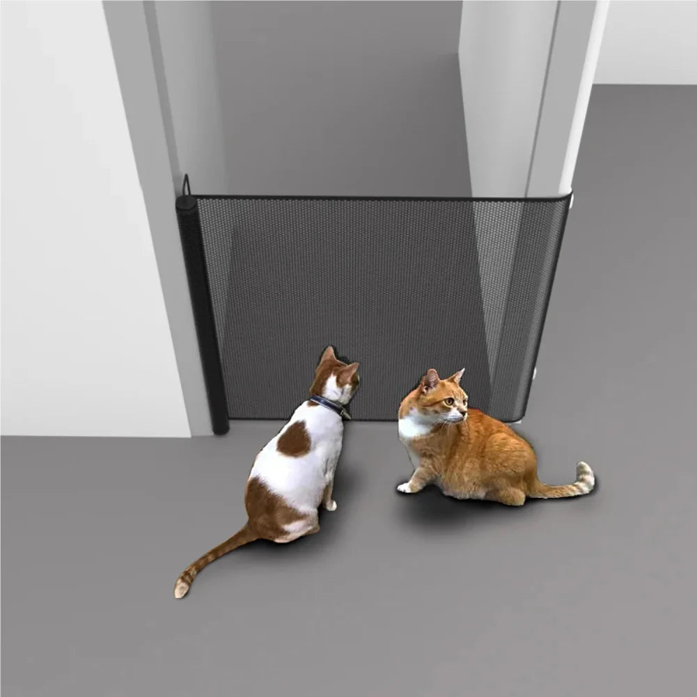 2025 Hot Retractable Pet Gate - Anti-Escape Reinforced Mesh, No-Drill Safety Barrier for Puppies/Kittens, Stairs/Hallway/Balcony Zpaxo
