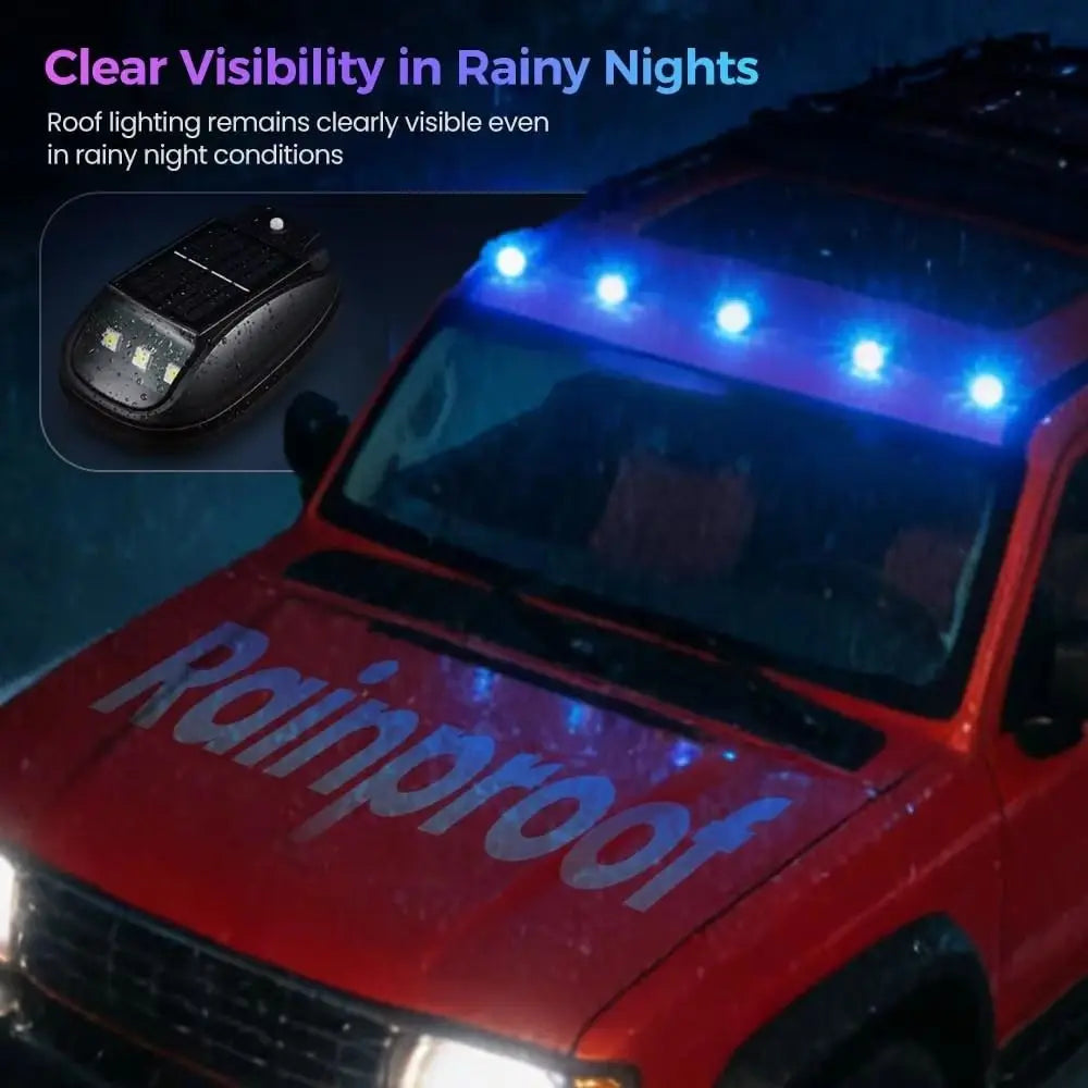 Wireless Solar LED Flash Light RGB Powered Roof Strobe Lights Auto Zpaxo
