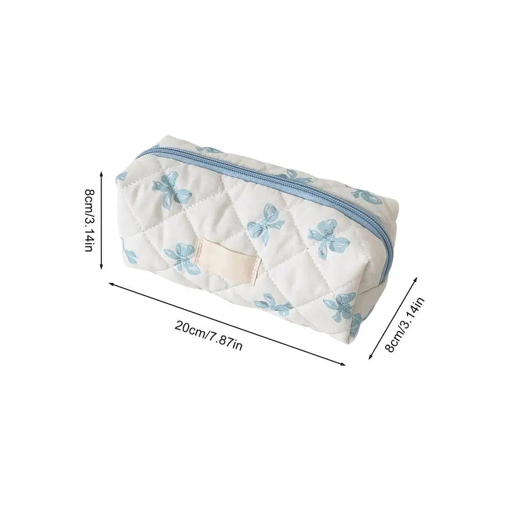 Cute Pencil Case Aesthetic Bow Pattern Stationery Bag Cosmetic