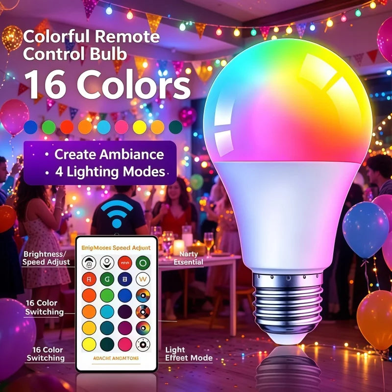 1- 16 Colors RGB Bulbs LED Multi-color E27 Household Lighting