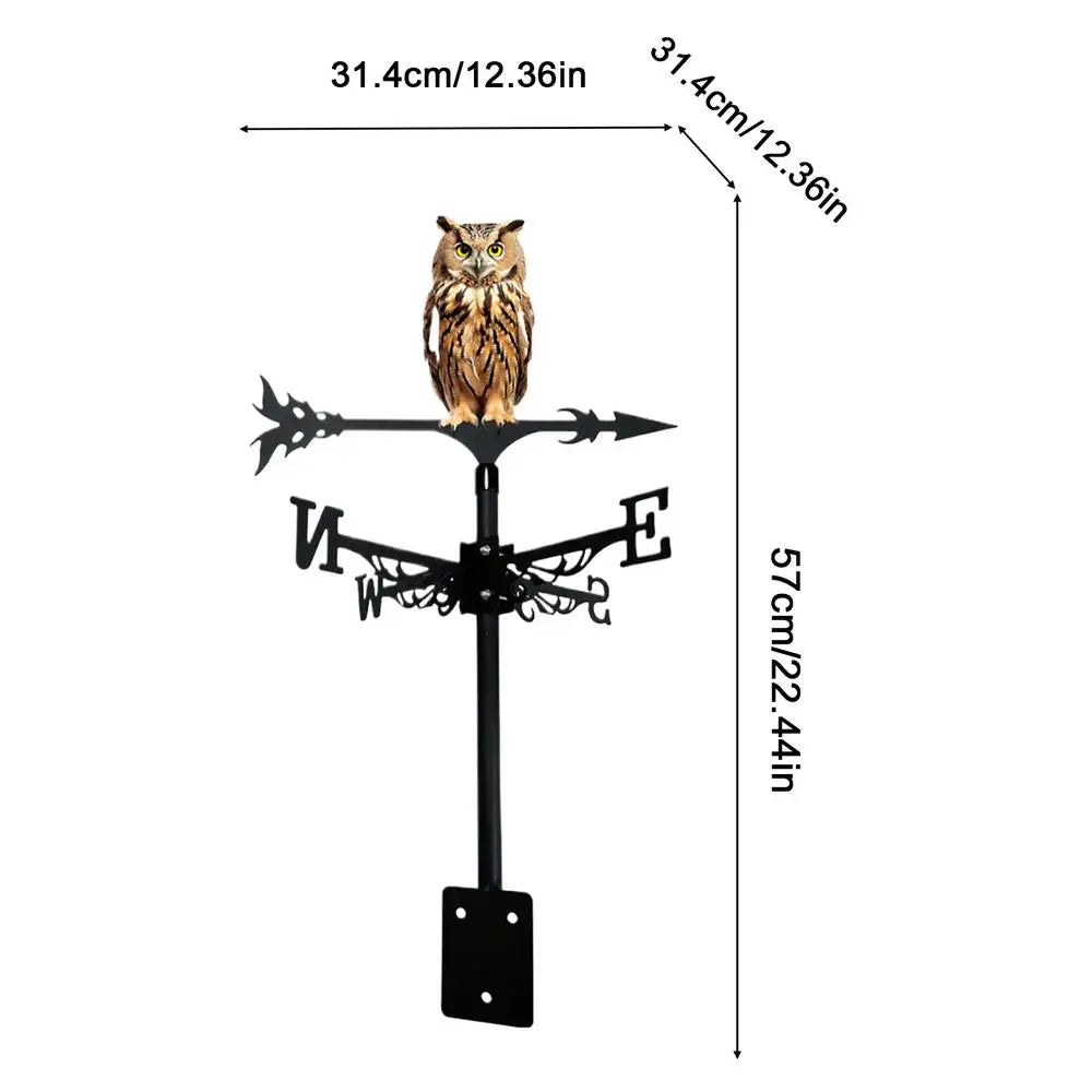 Weather Vane Metal Owl Shaped Rotating Weathervane Outdoor Vanes