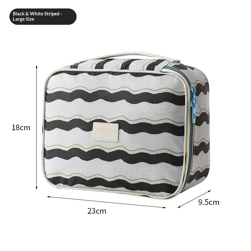 Hot Ins Striped Travel Storage Bag, Bathroom Cosmetics, Dry and Wet Separation, Wash Bag, Multi-functional Bedroom Storage Bag Zpaxo black stripe 23cmX9.5cm X18cm