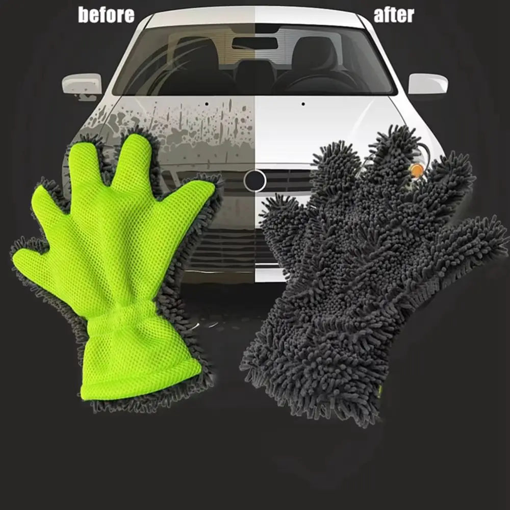 Soft Car Washing Gloves Anti-scratch Plush Mitt Multi Purpose Premium Zpaxo