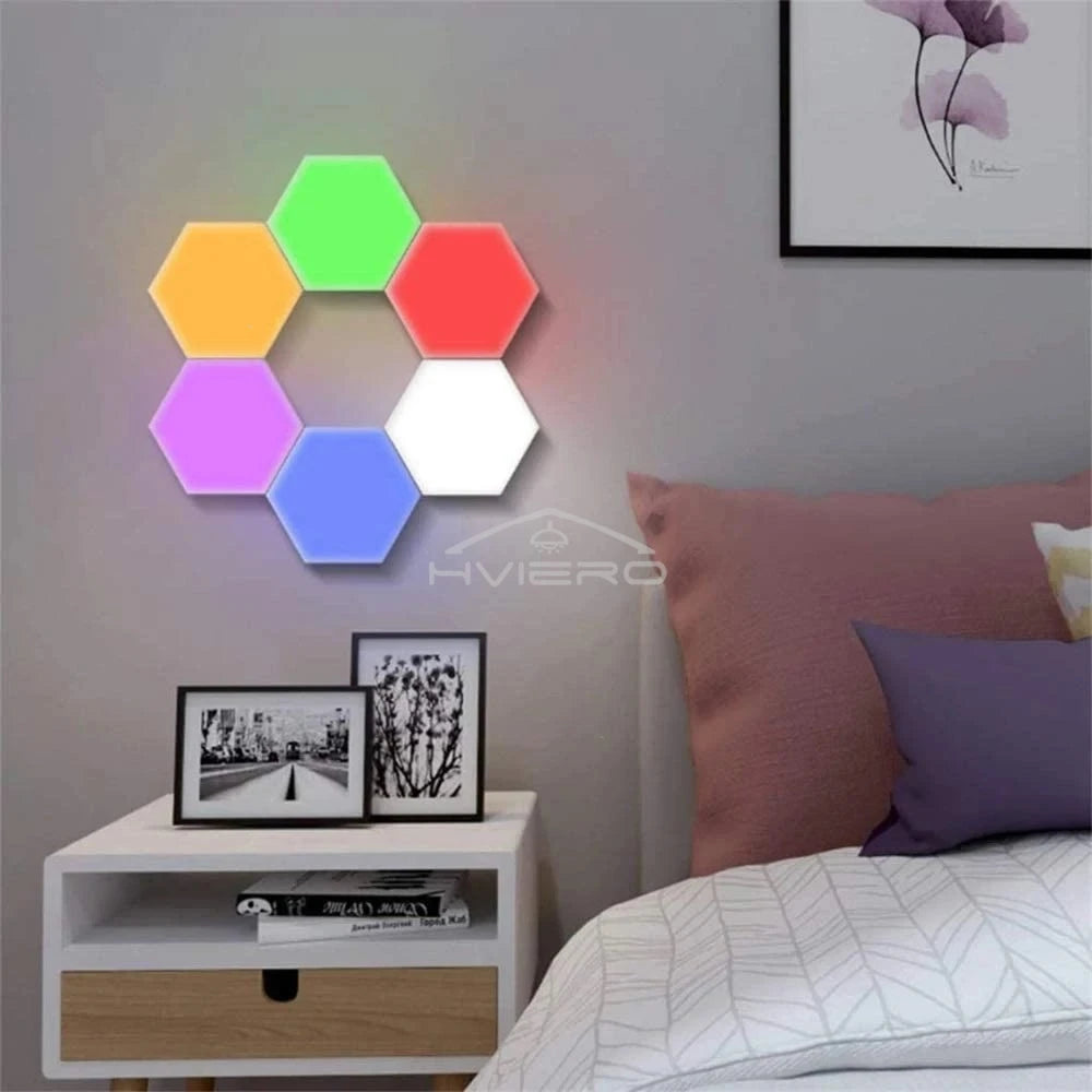 RGB LED Hexagon Wall Light – Modular Touch & Remote Control