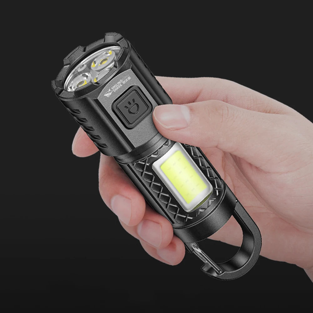 LED COB Bright Flashlight USB Charging Camping Powerful 3 Gears
