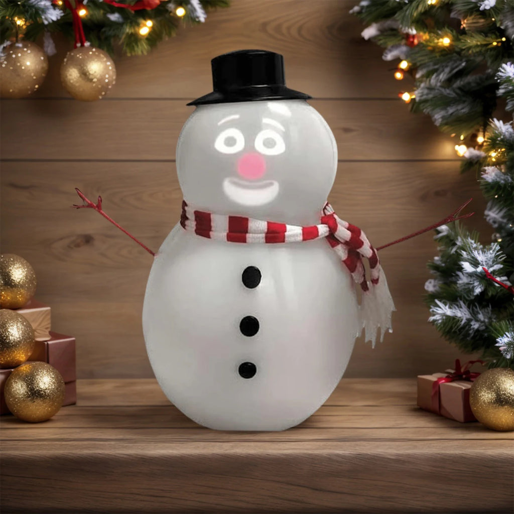Creative Winking Snowman Statue Built-In Projector Speaker Singing Interactive Xmas Sculpture Cute Animated Snowman Ornaments Zpaxo