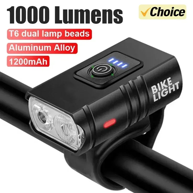 USB Rechargeable Bike Light Set – 1000LM LED Front & Taillight