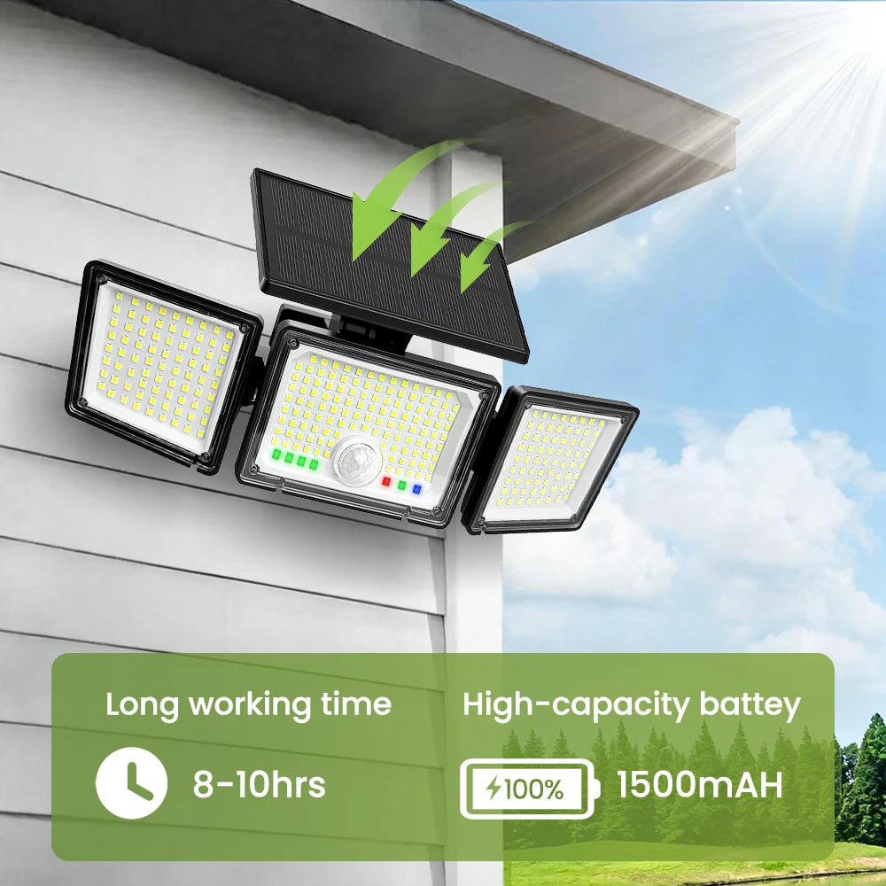 Solar Powered Floodlight 236/366/286LED Solar Motion Sensor Lights Waterproof Solar Security Wall Lights Garden Garage Zpaxo