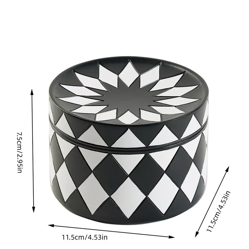 Decorative Jewelry Box Display Tray Lid Black White Checkered