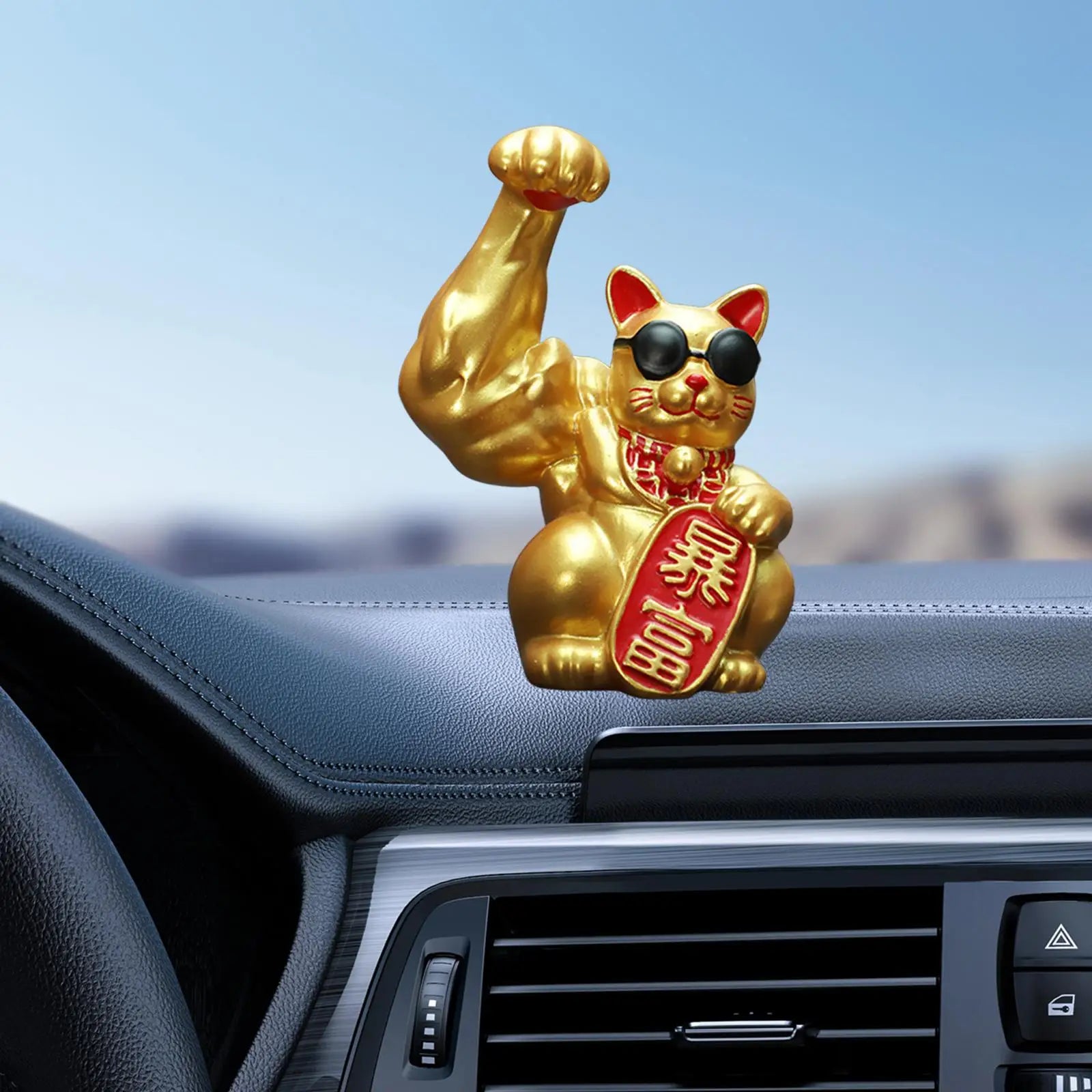 1Pc Big Muscle Arm Lucky Cat Figurine Collectible Resin Crafts Feng Shui Decoration for Desk Counter Store Bookcase Modern Shelf Zpaxo Right Arm