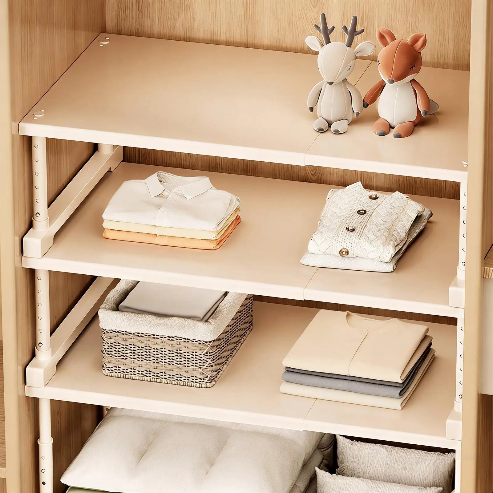 Cabinet Organizer Shelf Stackable Carbon Steel Adjustable Cabinet Organizer Closet Shelves for Home Kitchen Bedroom Living Room Zpaxo