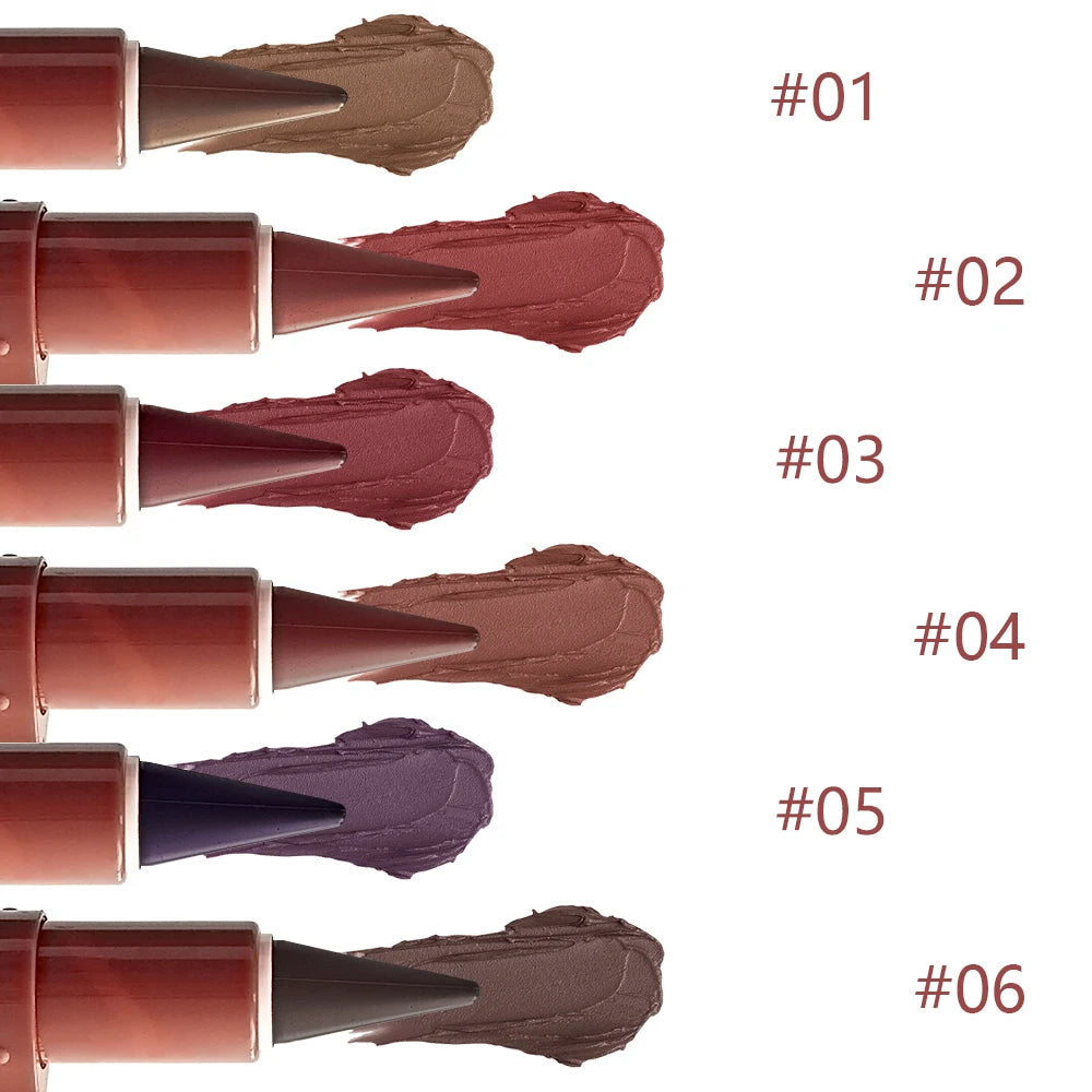 6-color conical gradient lip liner pen - matte black brown velvet lipstick, waterproof and non-greasy, blush and lip color pen, Zpaxo