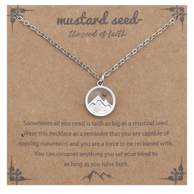 Christian Mustard Seed Gold Stainless Steel Pendant Faith Silver Chain Zpaxo A2