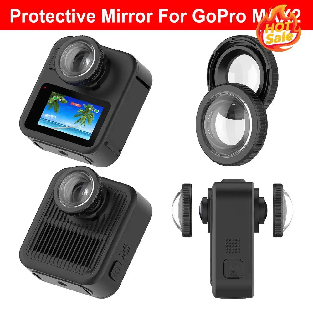 2Pcs Lens Guards for Go Pro MAX 2 Action Camera Accessories HD Lens Protector Cover Tempered Glass Dustproof Scratch-Resistant Zpaxo
