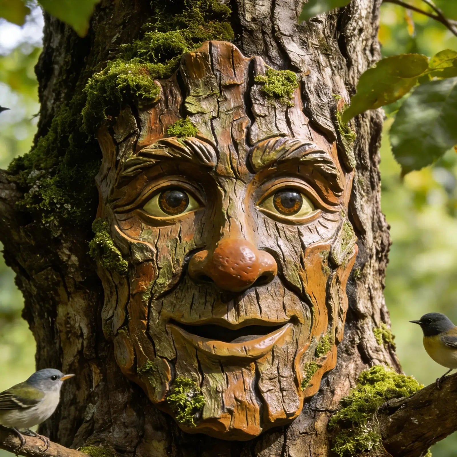 Tree Faces Decor Outdoor Resin Old Man Face Statue Yard Art Garden
