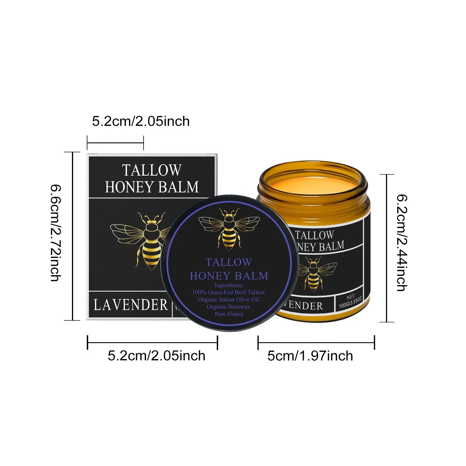 Beef Tallow Honey Cream – Moisturizing Firming Skin Balm Moisturizing Face Cream Zpaxo 100g Boxed