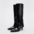 2026 Wide Boot Tube Pointed Toe Heel Pants Long Boots Faion Knight