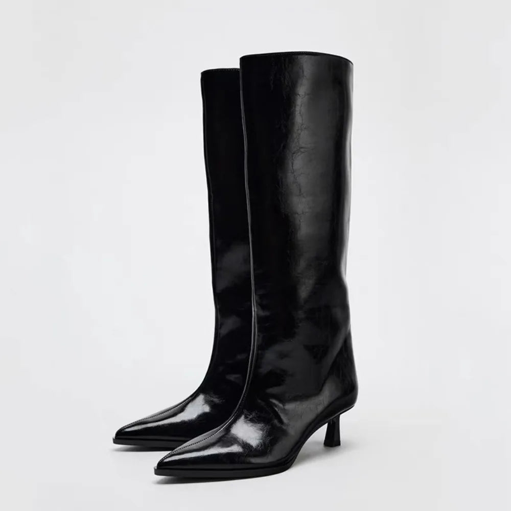 2026 Wide Boot Tube Pointed Toe Heel Pants Long Boots Faion Knight
