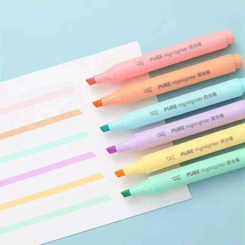 6 Pastel Macaron Highlighter Pen Marker Pens Fluorescent Drawing