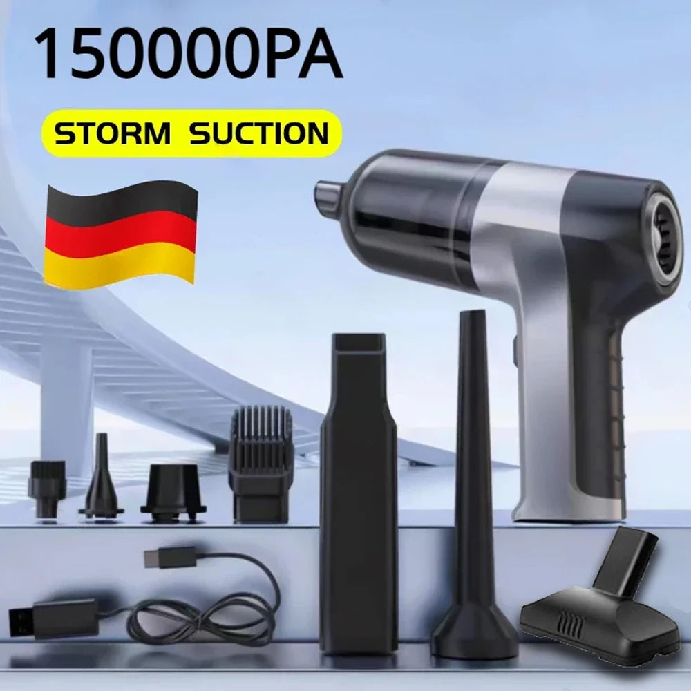 Car Vacuum Cleaner 150000PA Min Portable Handheld Cleaner for Home Appliance Powerful Cleaning Machine Cars Cleaner for Keyboard Zpaxo GRAY