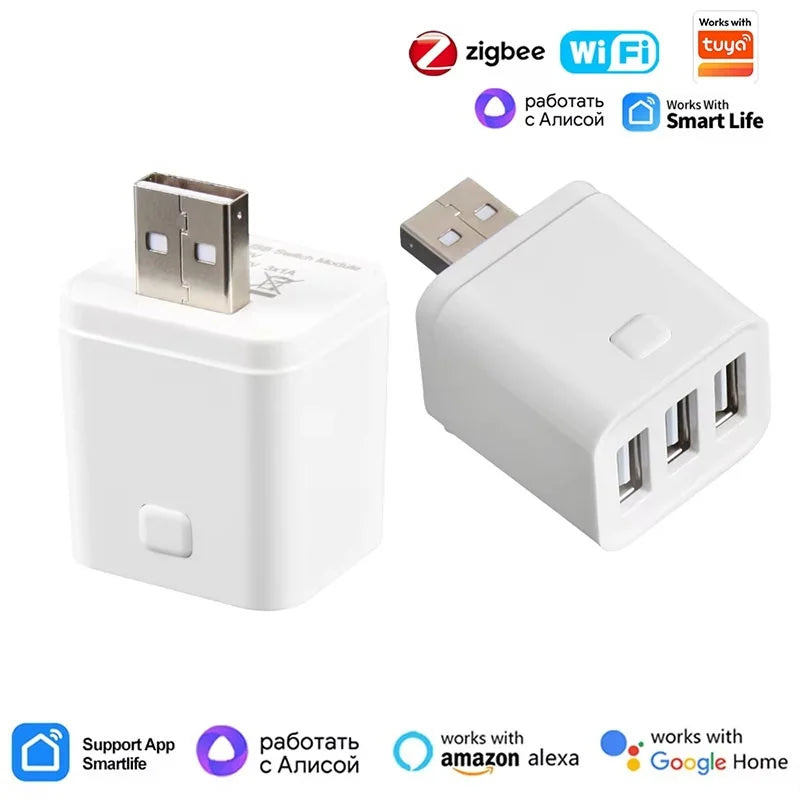 WiFi USB Adaptor Smart Zigbee USB Adaptor 5V Micro Power Plug For Alexa Google Home Tuya Smart Life App Timing Control Module Zpaxo