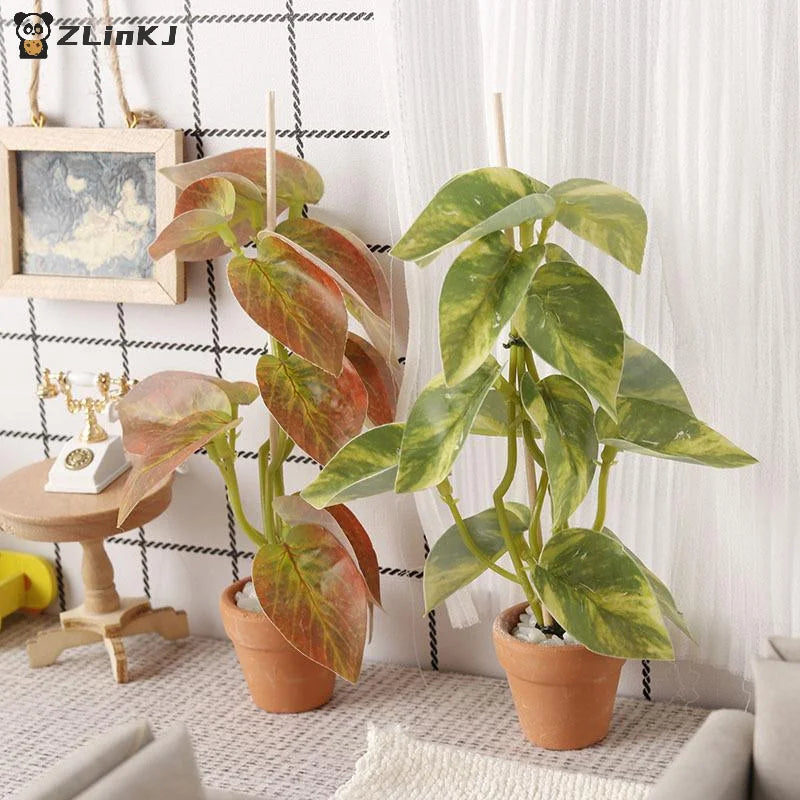 ▶1/12 Dollhouse Simulation Green Plants Bonsai Model Dollhouse Scene Decoration Micro Landscape Garden Bonsai Ornament Zpaxo