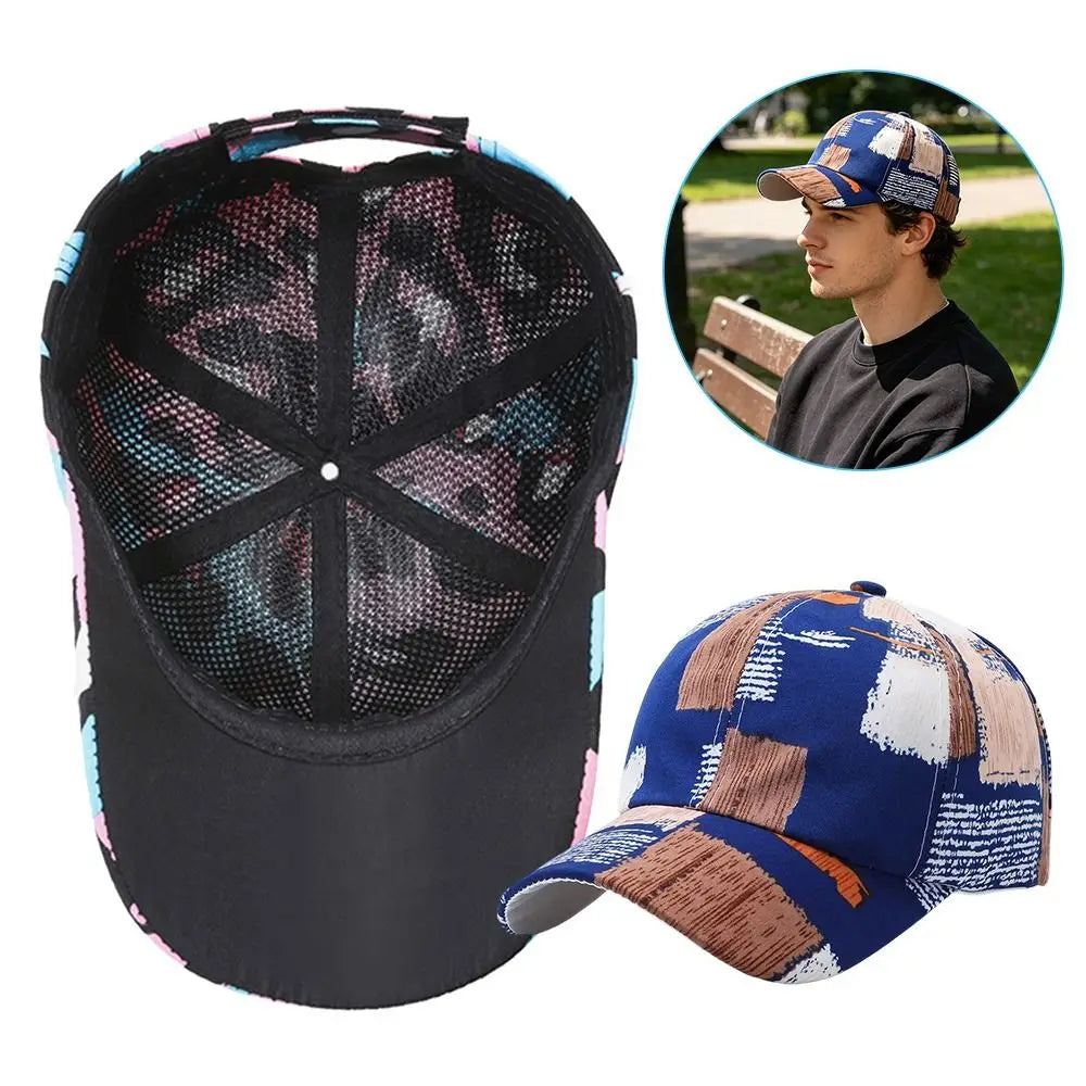 Fashion Graffiti Baseball Cap UV Protection Versatile Sun Hat Breathable Peaked Cap for Spring Summer Zpaxo