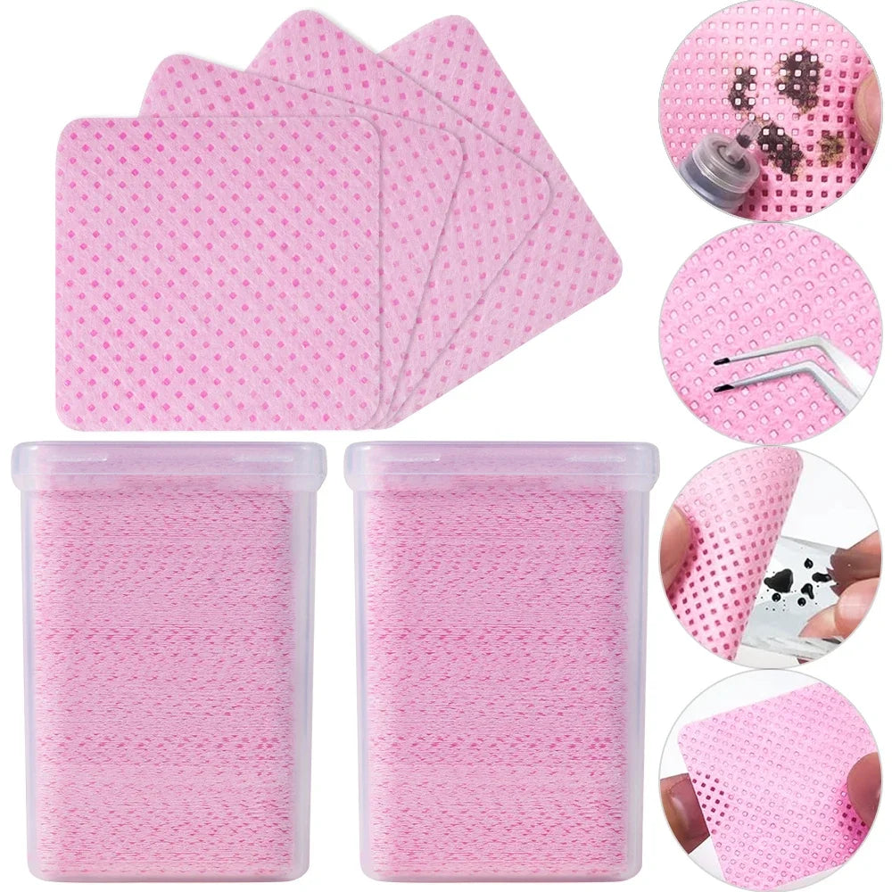 200Pcs Pink Lint-Free Nail Polish Remover Wipes UV Gel Glue Removal Cotton Pads for Manicure & Makeup Cleaning Tools Zpaxo