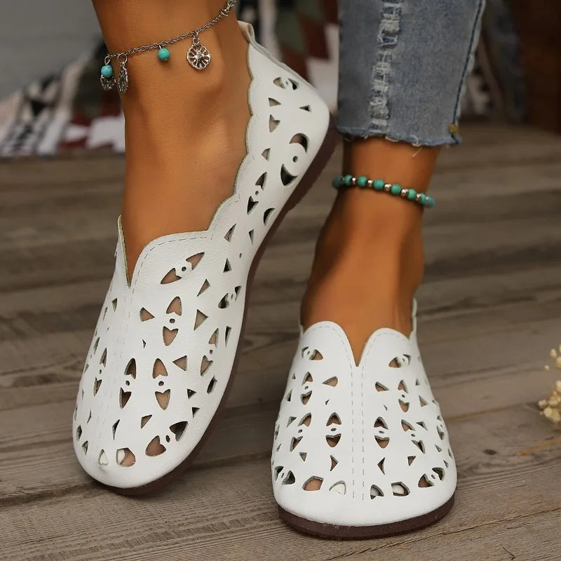 2025 Women Flat Shoes Leather Woman Pointed Toe Flats Summer Lady