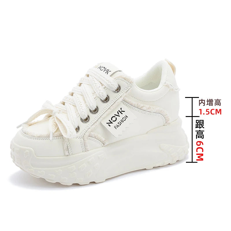 Women's Platform Chunky Sneakers Lace Up Design Sport Tag Detail Two Zpaxo 5315 Beige 39