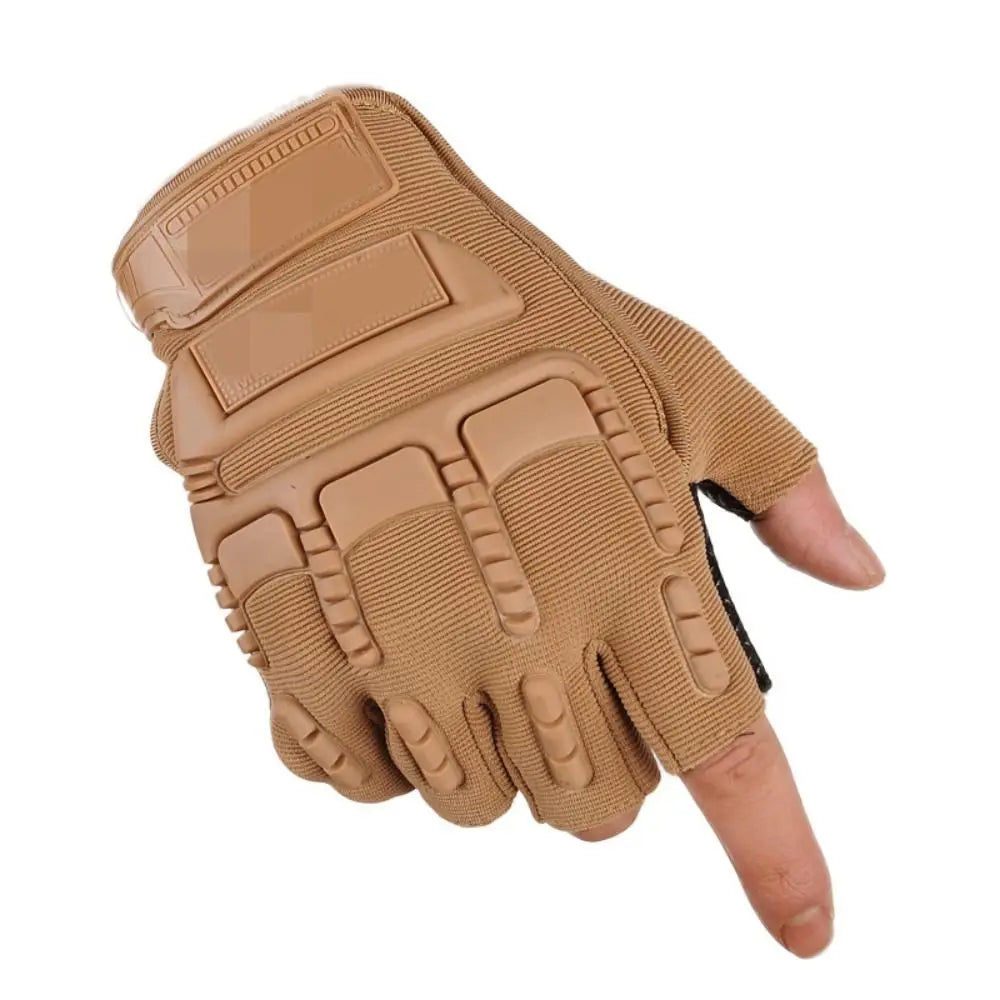 Resistant Motorcycle Equipment Accessories Fingerless Guantes Men's Zpaxo -Khaki
