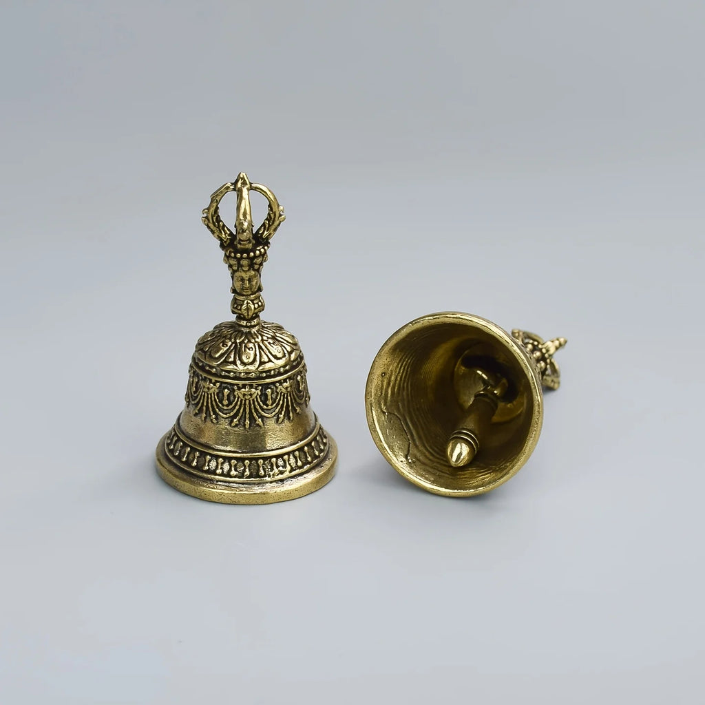 Hand-carved Bronze Bell Hand-held Shaker Clap Handle Soothing Healing Zpaxo