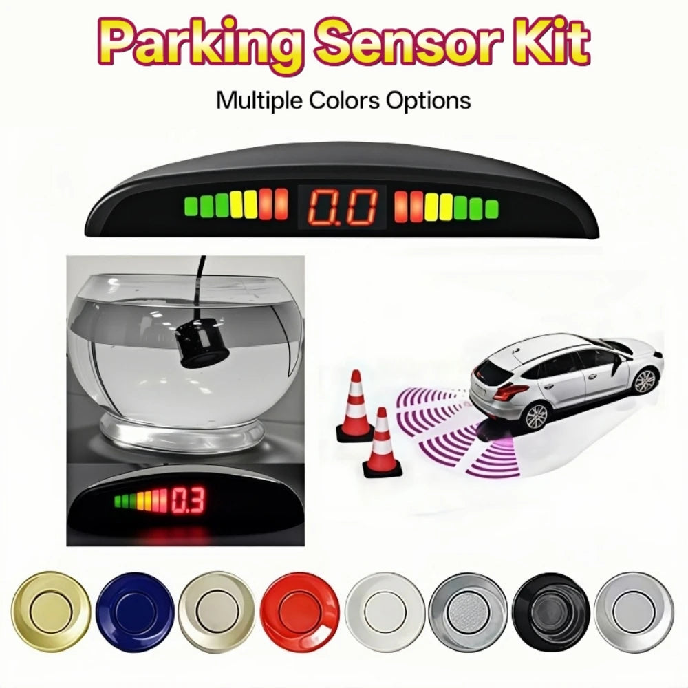 Hippcron Parking Sensors Car Reverse Display 4 Backward Sensor Sound