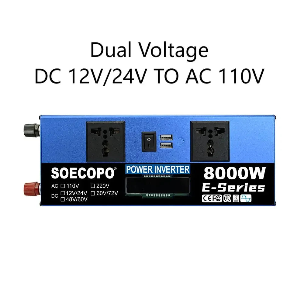 8000W Off-Grid Solar System Complete Kit Dual12V/24V To 110V/220V Inverter 100A Controller 200W Panel for Home/Camping Backup Zpaxo only Inverter 110V