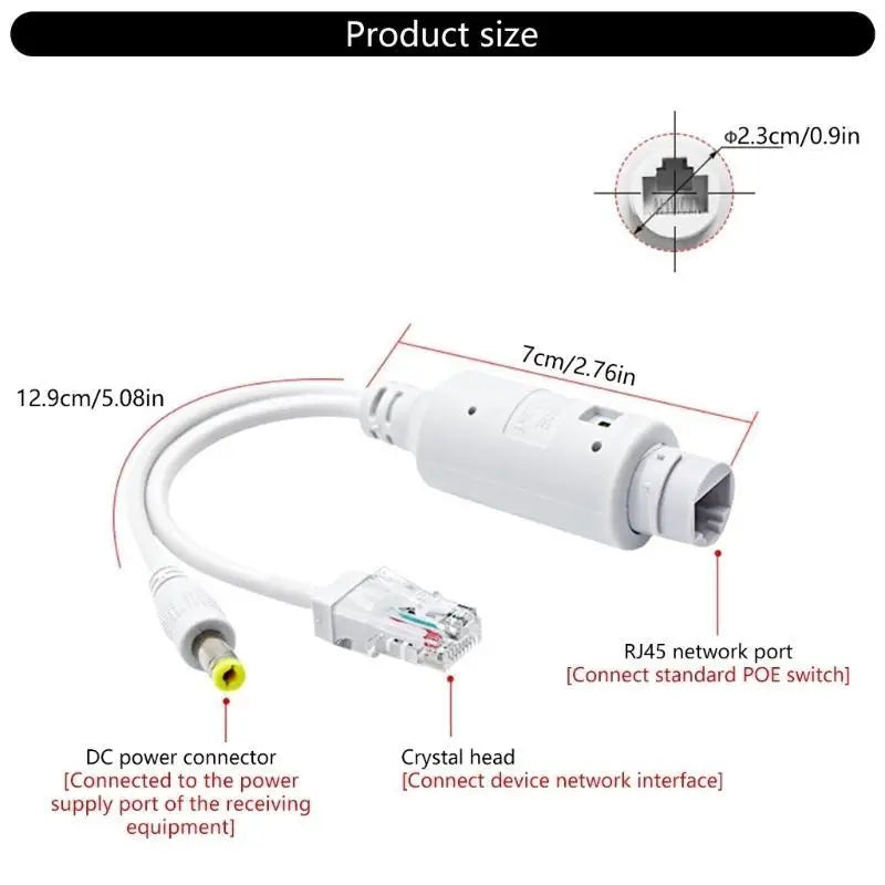 652F Ethernet 48V 12V Poe Splitter Adapter 10 100Mbps Networking Zpaxo