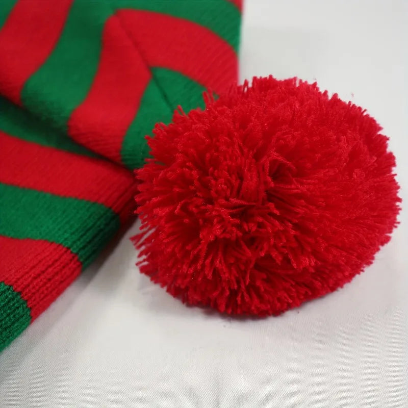 Christmas Knit Beanie Stocking Stuffer Santa Hat Striped Crochet Cap