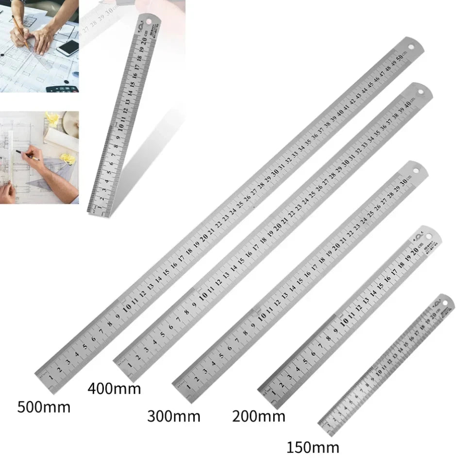 Stainless Steel Straight Ruler 150mm–500mm | Metal Scale Tool