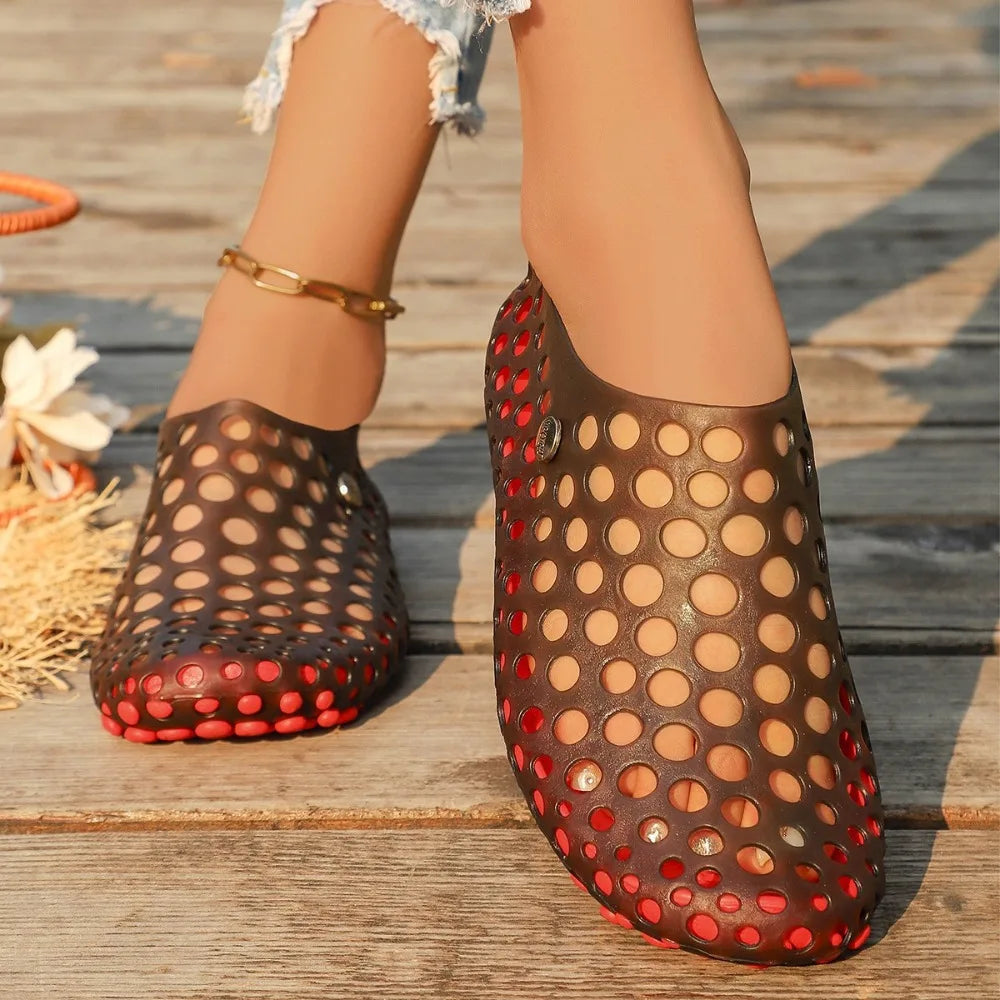 Women Fashion Elegant Perforated Hollow Out Breathable Flexible