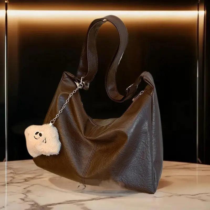 Retro PU Leather Tote Women Versatile Large Underarm Shoulder Bag Zpaxo