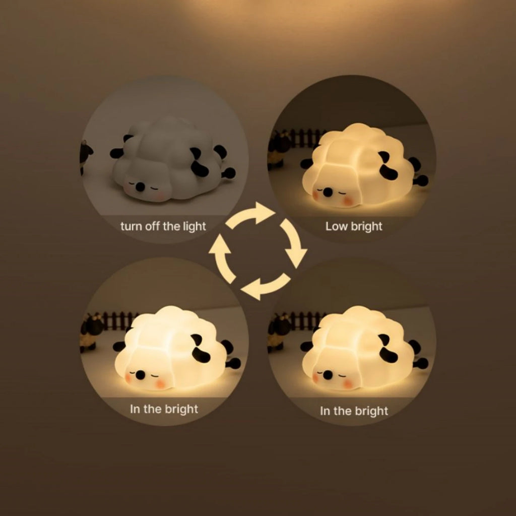Cute Silicone Night Lights Sheep Cartoon Bedroom Lamp for Children's Room Decor Rechargeable Timing Dimming Sleep Night Light Zpaxo