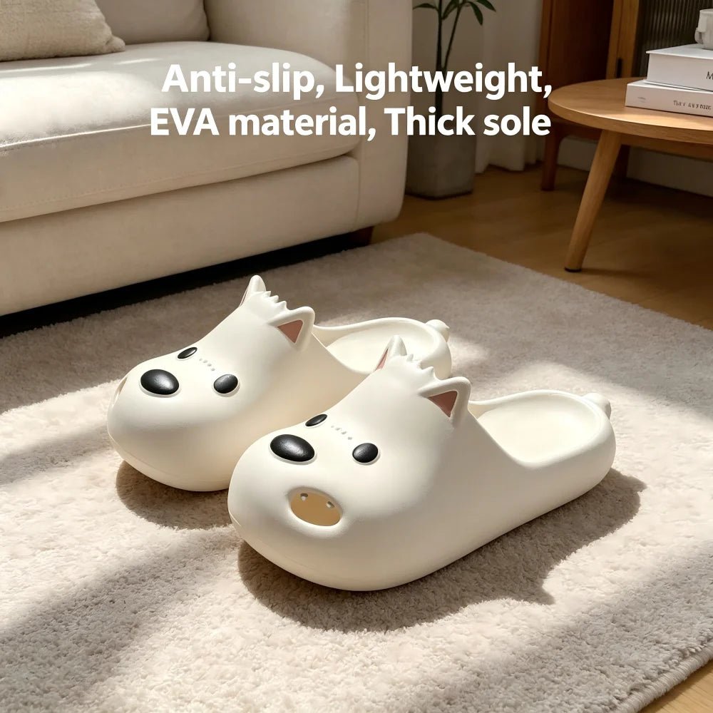 Unisex Cartoon Dog Cloud Slippers EVA Thick Sole Non Slip Slides