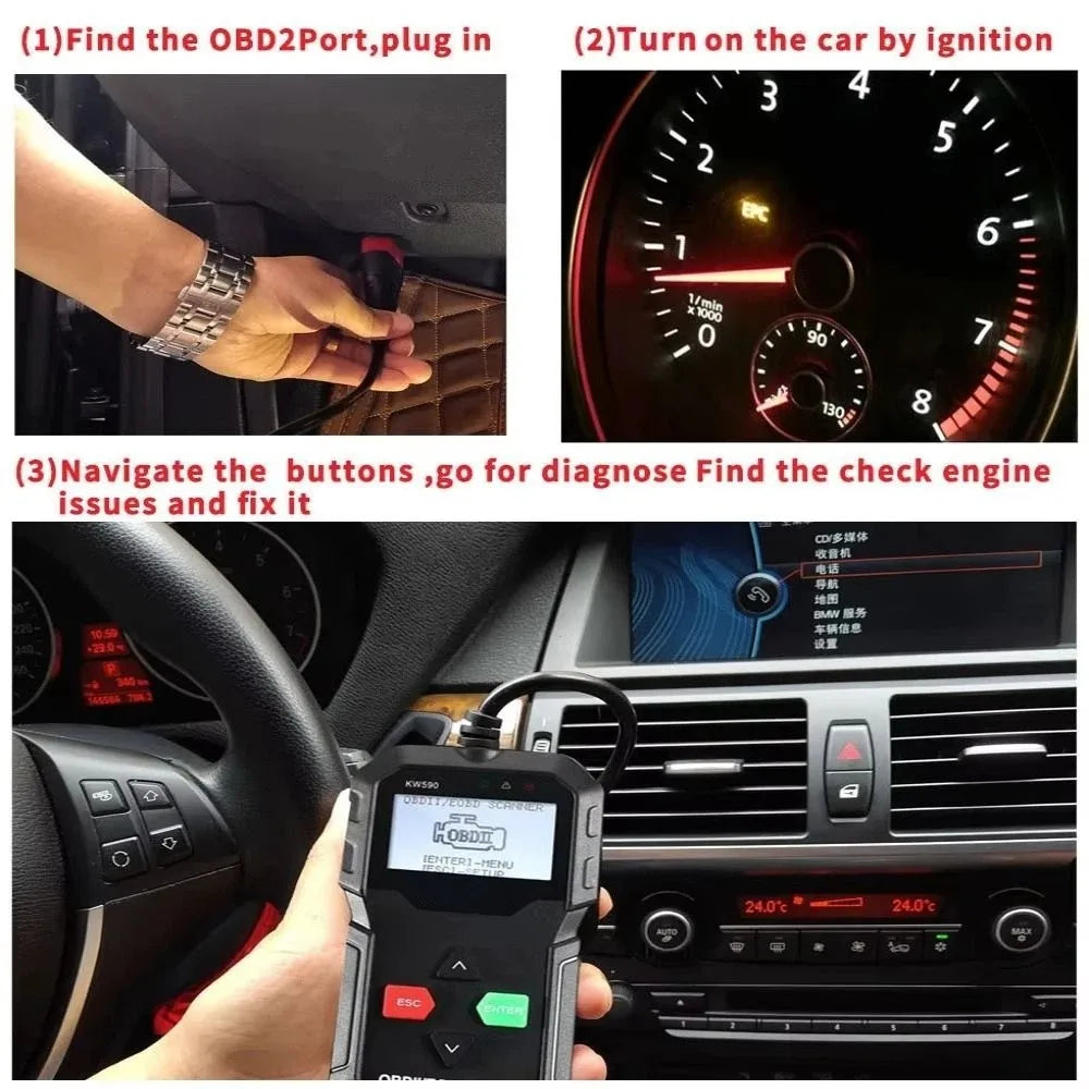 Universal Car Fault Diagnosis Instrument OBD 2 Accurate Car Fault Code Reader Read and Erase Fault Code Efficient Zpaxo