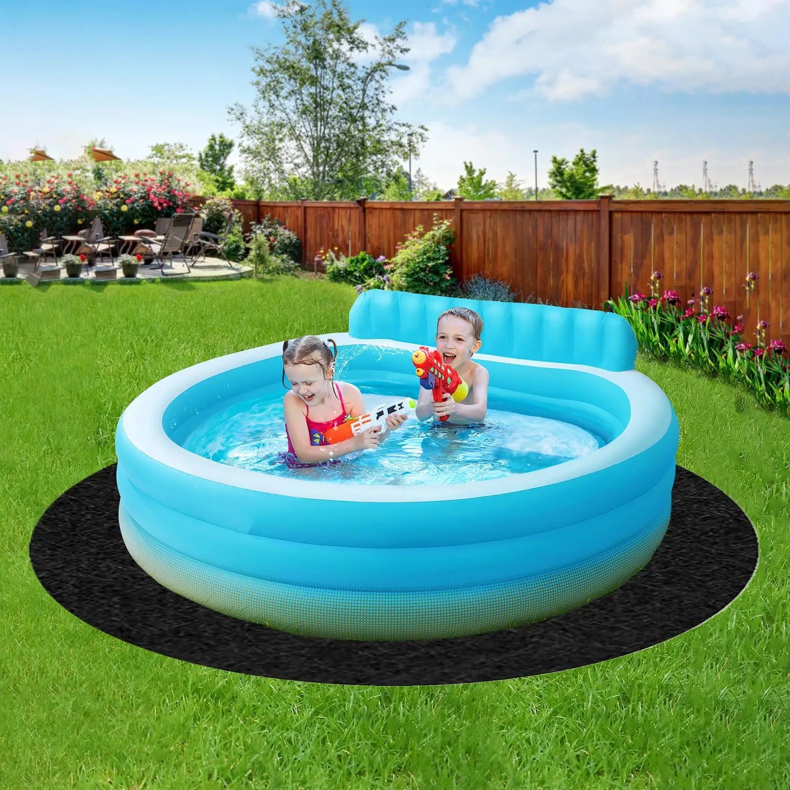 Round Pool Ground Pad Foldable Puncture-proof Protective Mat